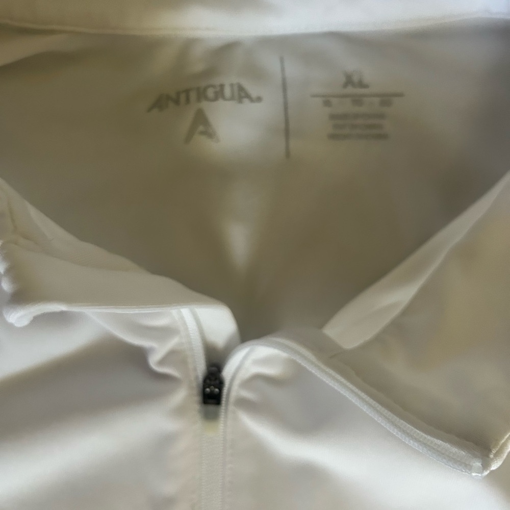 Antigua Men's Bender 1/4-Zip Golf Performance Pullover W/ Duck, XL White/Gray - Picture 7 of 8